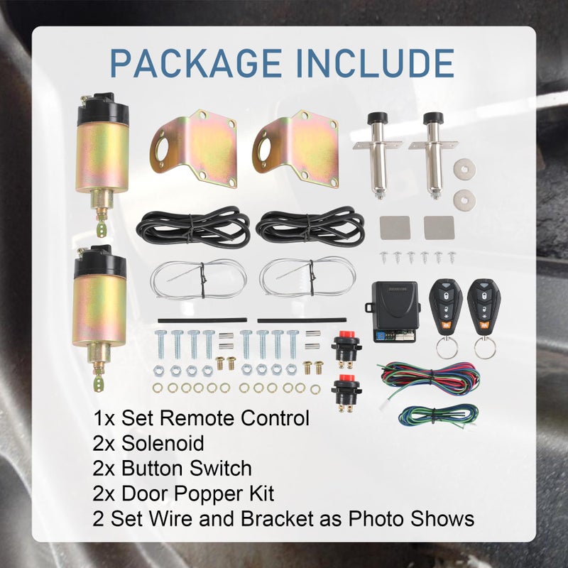 JDMSPEED New Street Rat Hot Rod Car Truck 85LB Shaved Door Handle Kit Replacement for 2 Doors Popper Solenoid - Image 2